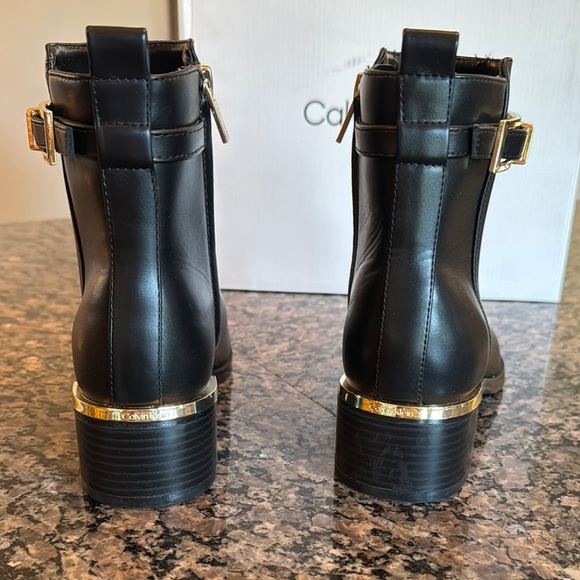 Calvin Klein Black Ankle Boots with Gold Accents NWT 6 - Picture 9 of 12